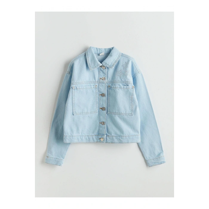 LCW Kids Mavi Taşlı Kız Çocuk Jean Ceket