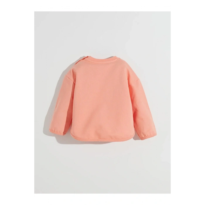 LCW Kids Mercan Bisiklet Yaka Çiçekli Kız Çocuk Sweatshirt ve Eşofman Alt 2li