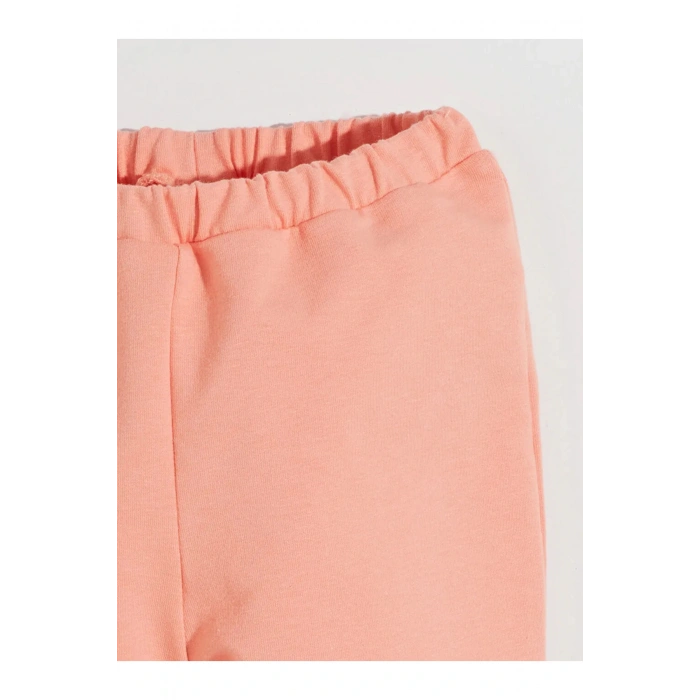 LCW Kids Mercan Bisiklet Yaka Çiçekli Kız Çocuk Sweatshirt ve Eşofman Alt 2li