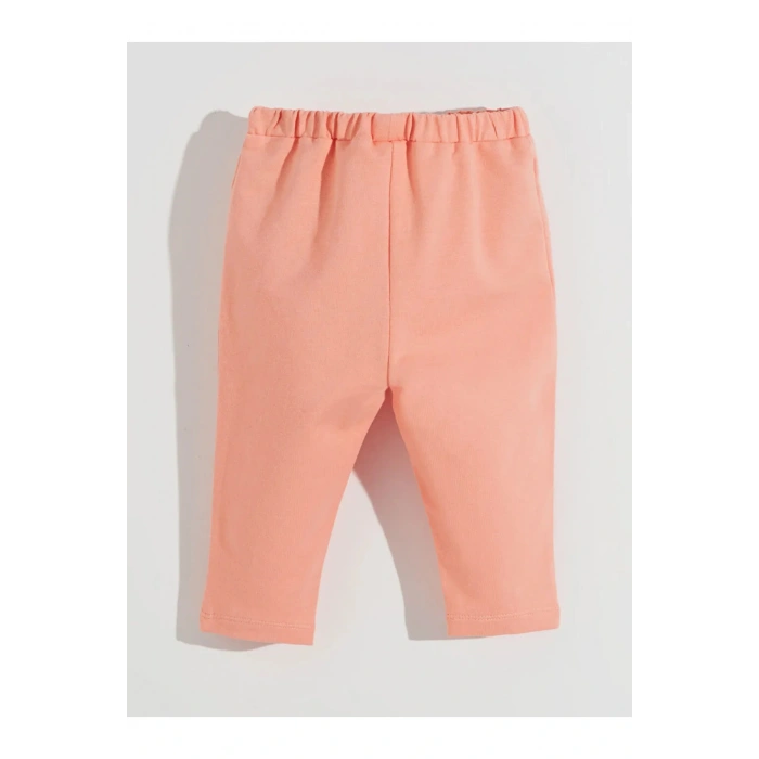 LCW Kids Mercan Bisiklet Yaka Çiçekli Kız Çocuk Sweatshirt ve Eşofman Alt 2li