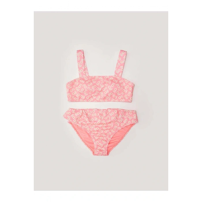 LCW Kids Mercan Esnek Kumaştan Baskılı Kız Çocuk Bikini
