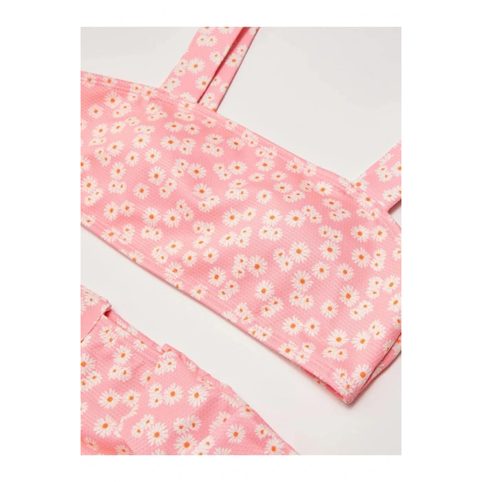 LCW Kids Mercan Esnek Kumaştan Baskılı Kız Çocuk Bikini