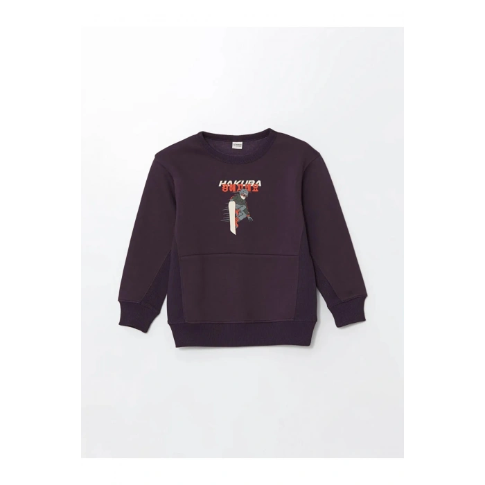 LCW Kids Mor Bisiklet Yaka Erkek Çocuk Kalın Sweatshirt