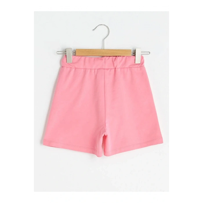 LCW Kids Pembe Beli Lastikli Baskılı Kız Çocuk Şort
