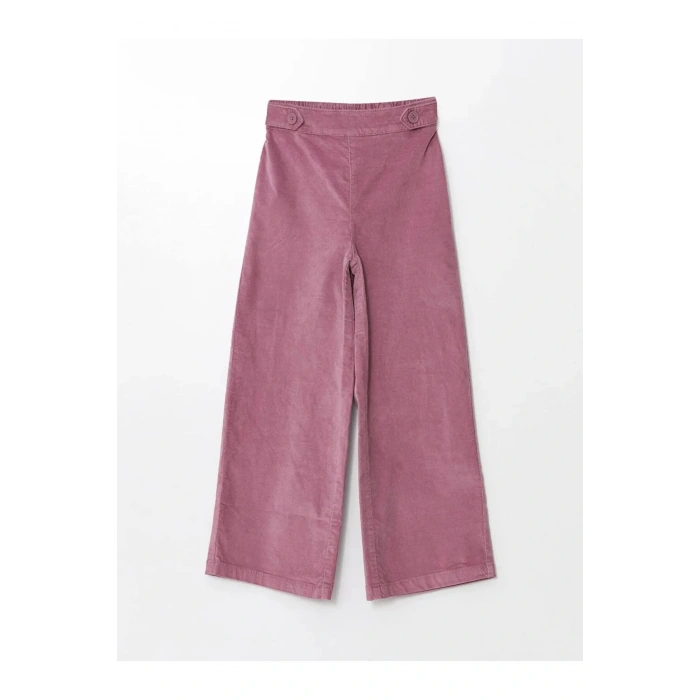 LCW Kids Pembe Beli Lastikli Wideleg Kadife Kız Çocuk Pantolon