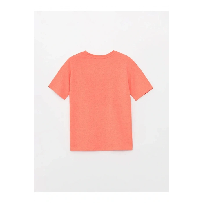 LCW Kids pembe  Bisiklet Yaka Baskılı Kısa Kollu Kız Çocuk Tişört