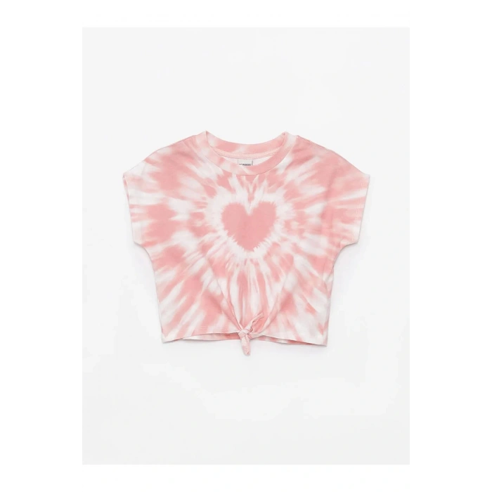 LCW Kids Pembe Bisiklet Yaka Kısa Kollu Kız Çocuk Crop Tişört