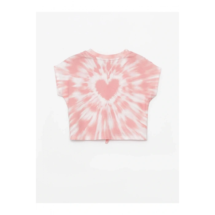 LCW Kids Pembe Bisiklet Yaka Kısa Kollu Kız Çocuk Crop Tişört