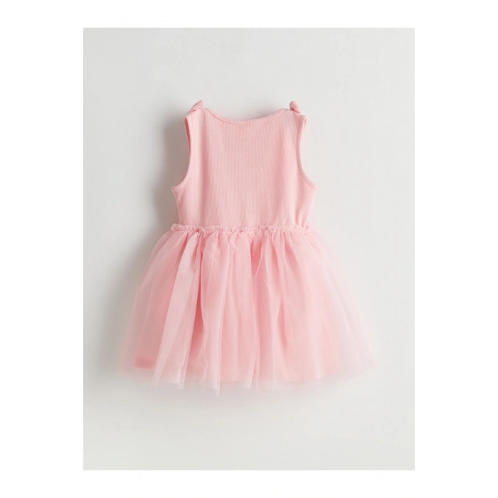 LCW Kids Pembe Nakışlı Kız Çocuk Kaşkorse Elbise