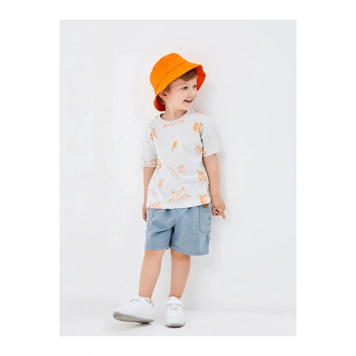 LCW Kids Petrol Beli Lastikli Baskılı Erkek Bebek Şort