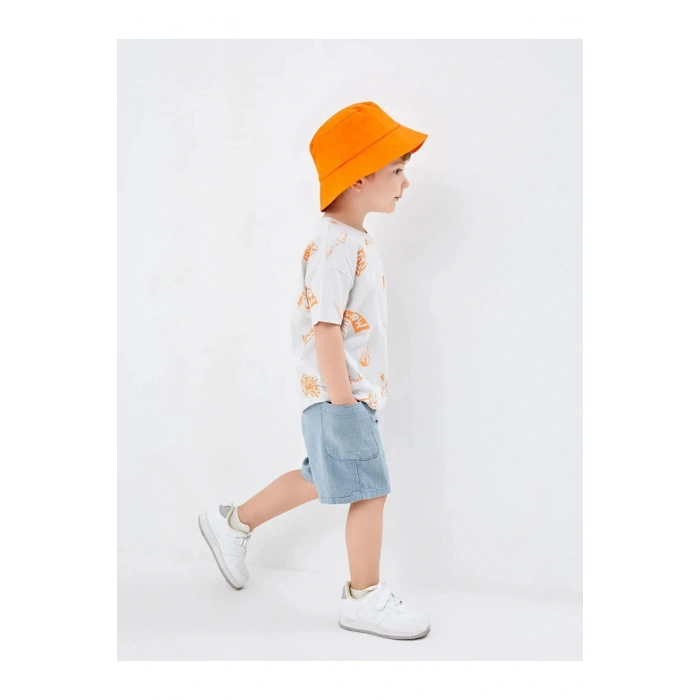 LCW Kids Petrol Beli Lastikli Baskılı Erkek Bebek Şort