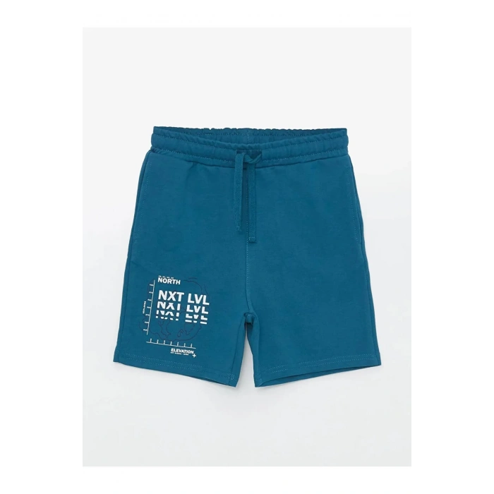 LCW Kids Petrol Beli Lastikli Baskılı Erkek Çocuk Şort