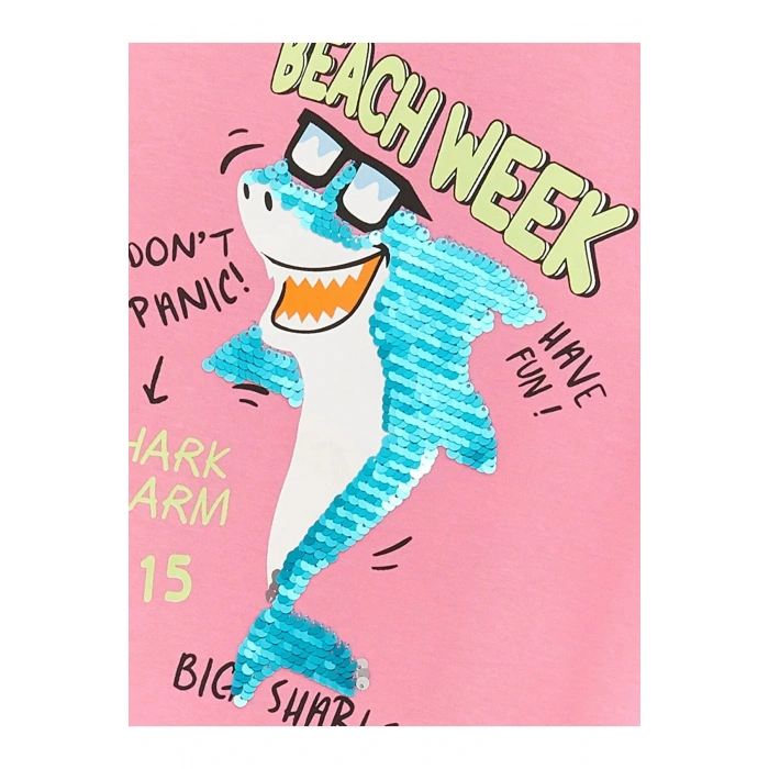 Lcw Kids Rahat Kalııp Bisiklet Yaka Çift Yönlü Payetli Erkek Çocuk Tişört