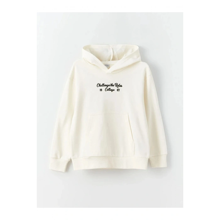 LCW Kids Rahat Kalıp Kapüşonlu Baskılı Erkek Çocuk Sweatshirt