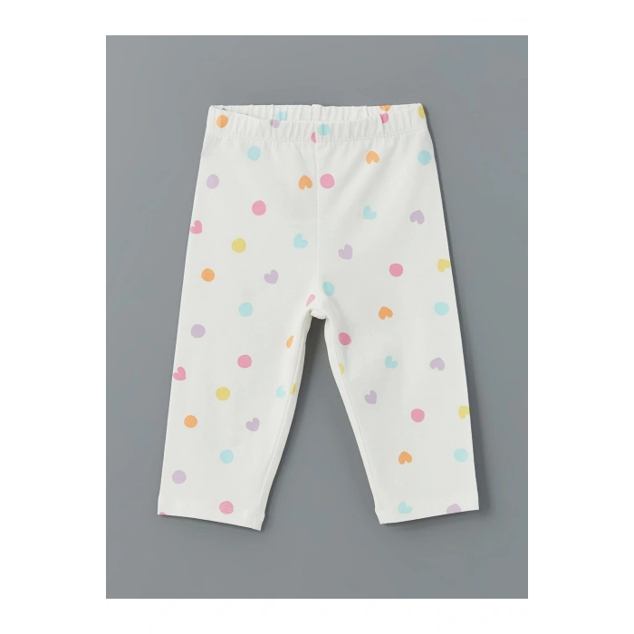 LCW Kids SARI Bisiklet Yaka Baskılı Kız Çocuk Tişört ve Tayt 2li