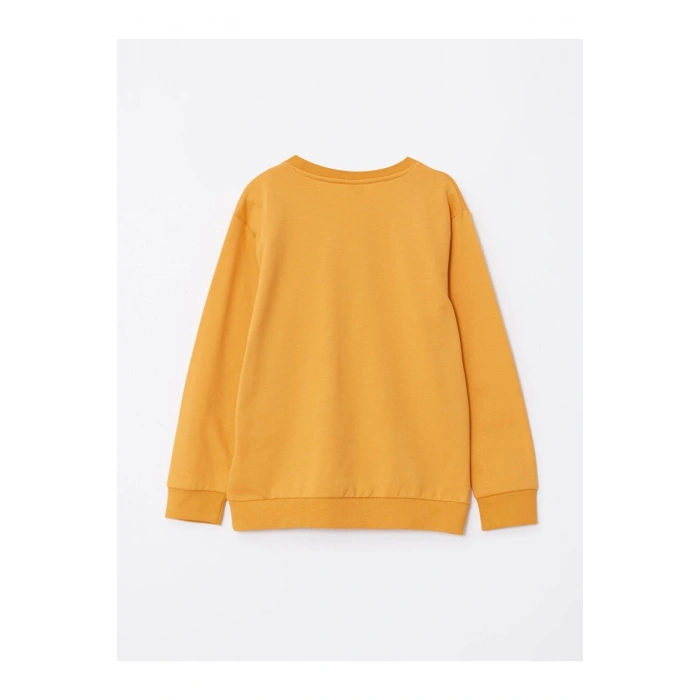 LCW Kids Sarı Bisiklet Yaka Baskılı Uzun Kollu Erkek Çocuk Sweatshirt