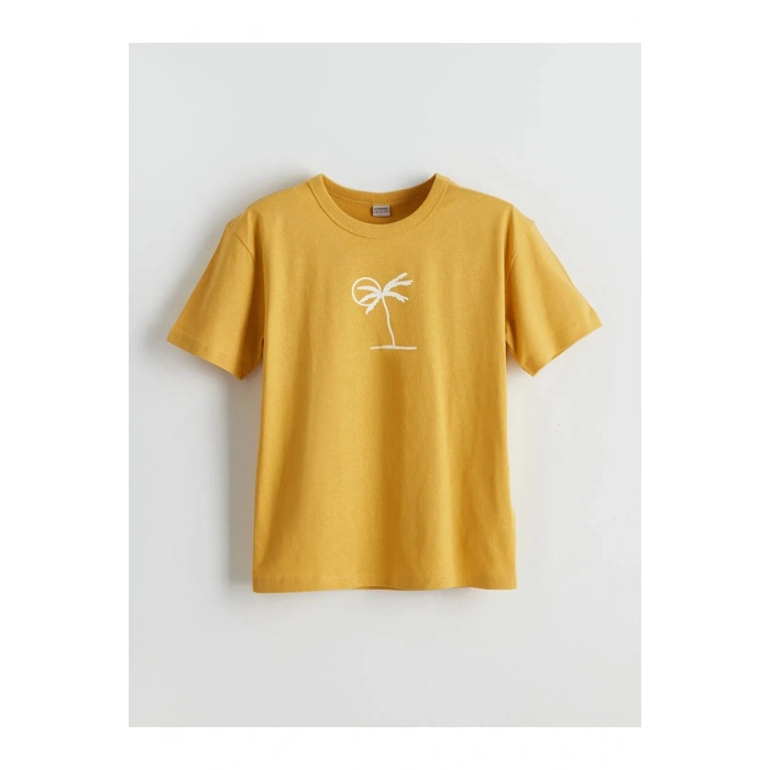 LCW Kids Sarı Bisiklet Yaka Erkek Çocuk Tişört