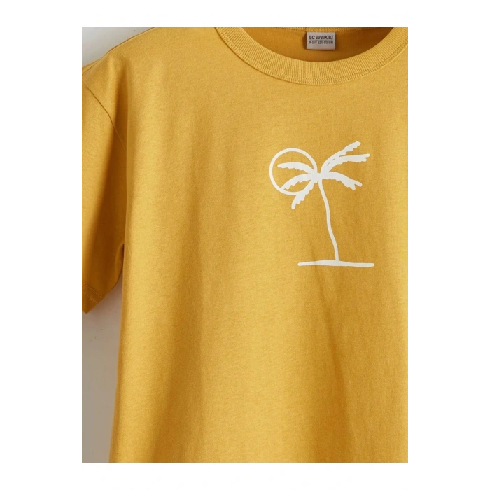 LCW Kids Sarı Bisiklet Yaka Erkek Çocuk Tişört