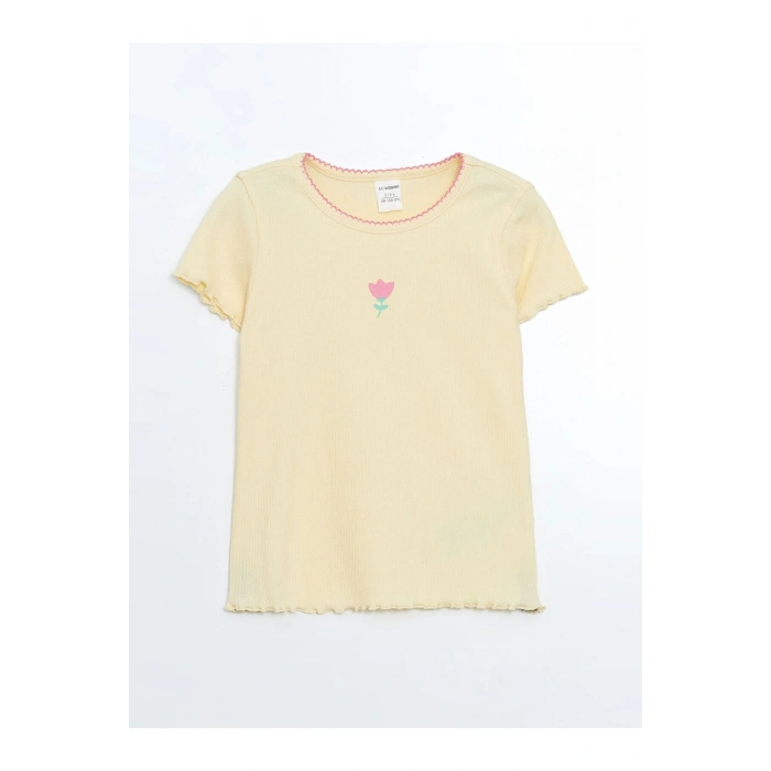 LCW Kids SARI Fırfırlı Kız Bebek Tişört ve Tayt 2li