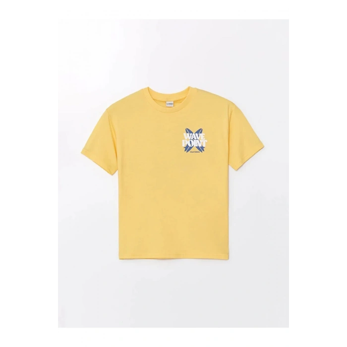 LCW Kids Sarı Rahat Kalıp Bisiklet Yaka Erkek Çocuk Tişört