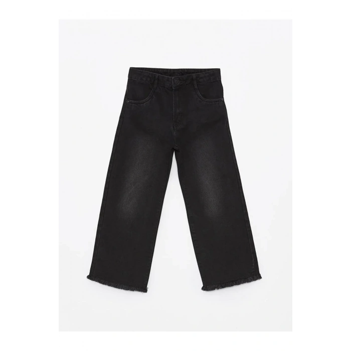 LCW Kids Siyah Beli Ayarlanabilir Lastikli Kız Çocuk Jean Pantolon