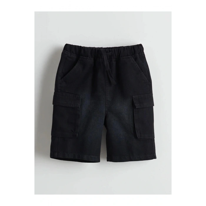 LCW Kids Siyah Beli Lastikli Erkek Çocuk Jean Şort