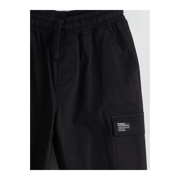 LCW Kids Siyah Beli Lastikli Erkek Çocuk Kargo Jogger Pantolon