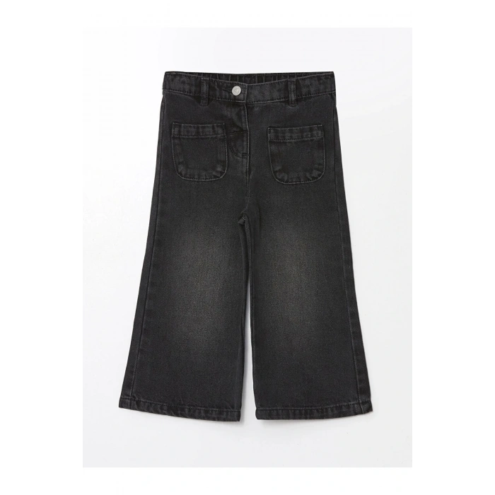 Lcw Kids Siyah Beli Lastikli Kız Bebek Jean Pantolon