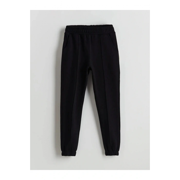LCW Kids Siyah Beli Lastikli Kız Çocuk Jogger Eşofman Altı 2li