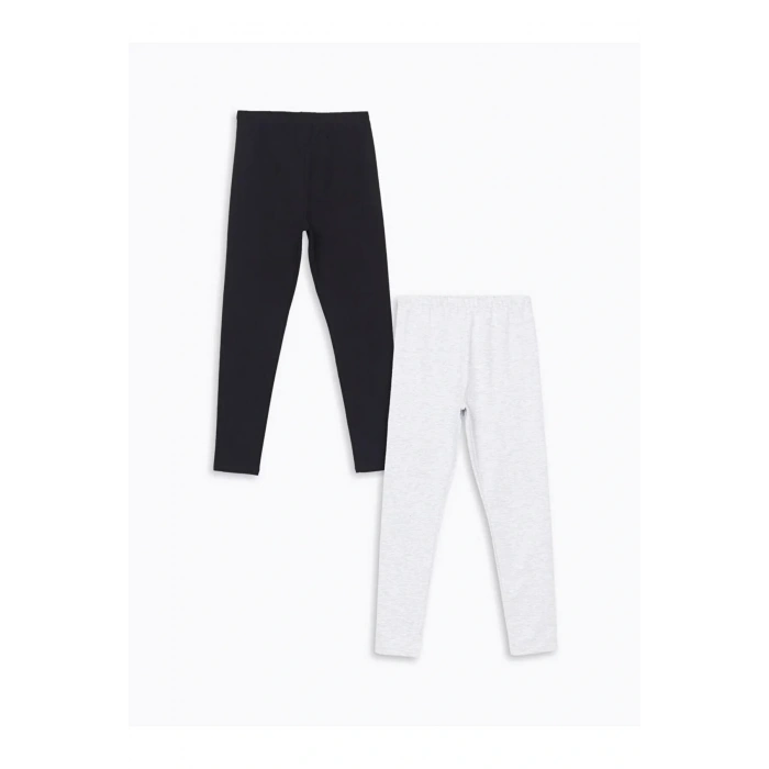 LCW Kids Siyah Beli Lastikli Kız Çocuk Tayt 2li