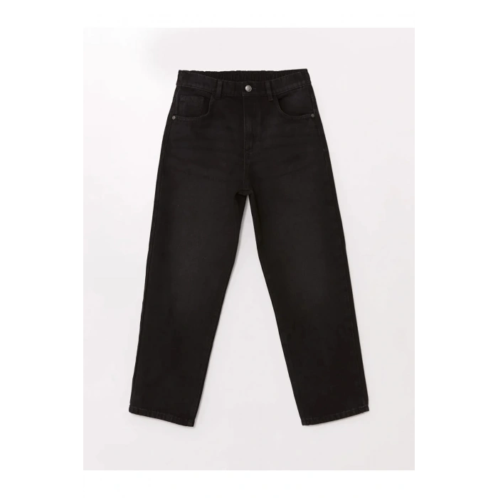 LCW Kids Siyah Beli Lastikli Loose Fit Erkek Çocuk Jean Pantolon