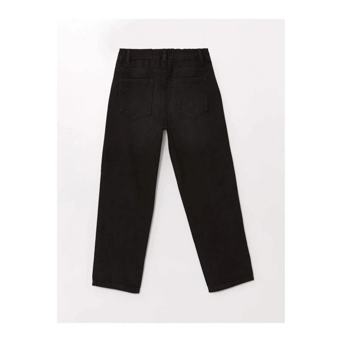 LCW Kids Siyah Beli Lastikli Loose Fit Erkek Çocuk Jean Pantolon