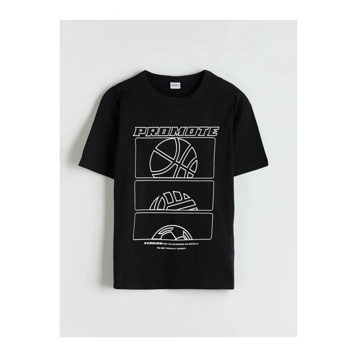 LCW Kids Siyah Bisiklet Yaka Erkek Çocuk Tişört 2li