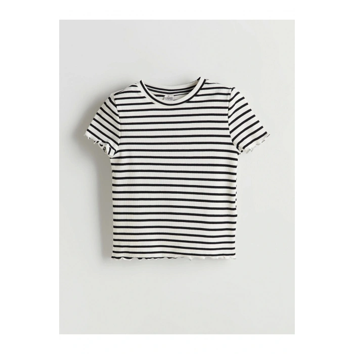 LCW Kids Siyah Bisiklet Yaka Kız Çocuk Crop Tişört 2li