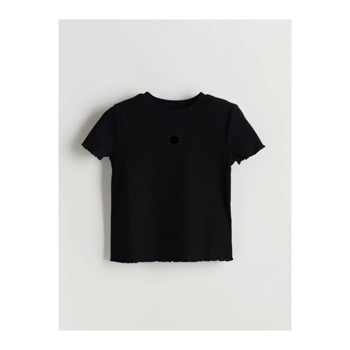 LCW Kids Siyah Bisiklet Yaka Kız Çocuk Crop Tişört 2li