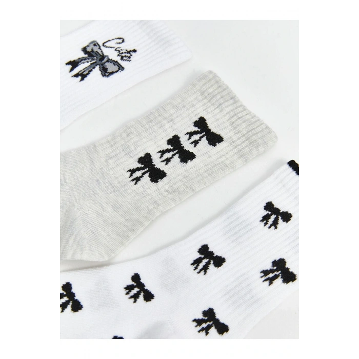 LCW Kids Siyah Desenli Kız Çocuk Soket Çorap 5li