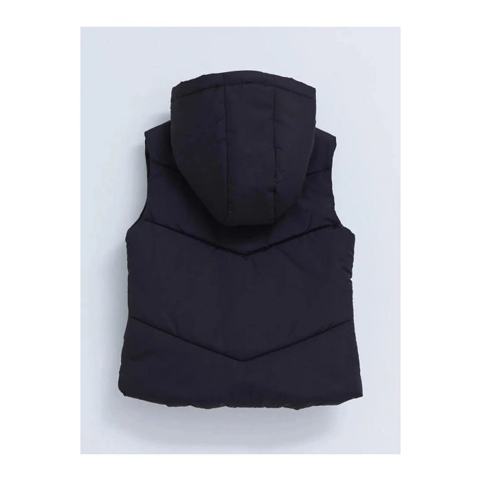 LCW Kids Siyah Kapüşonlu Basic Kız Çocuk Şişme Yelek