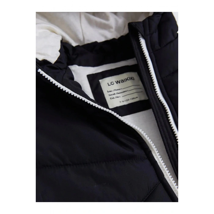 LCW Kids Siyah Kapüşonlu Basic Kız Çocuk Şişme Yelek