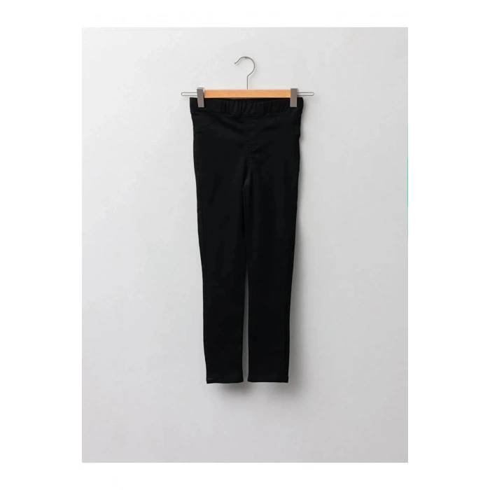 LCW Kids Siyah Slim Fit Gabardin Kız Çocuk Pantolon