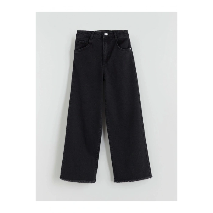 LCW Kids Siyah Wideleg Kız Çocuk Jean Pantolon