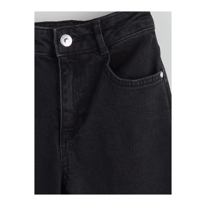 LCW Kids Siyah Wideleg Kız Çocuk Jean Pantolon