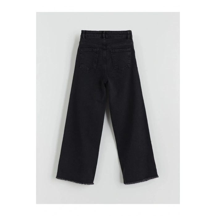 LCW Kids Siyah Wideleg Kız Çocuk Jean Pantolon