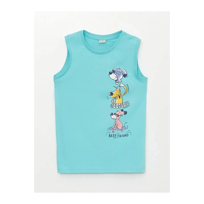 LCW Kids Turkuaz Rahat Kalıp Bisiklet Yaka Erkek Çocuk Atlet