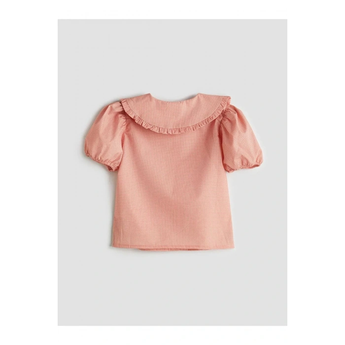 LCW Kids Turuncu Bebe Yaka Çiçek Nakışlı Kız Çocuk Gömlek