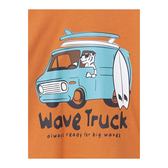 LCW Kids Turuncu Bisiklet Yaka Düz Penye Erkek Bebek Tişört