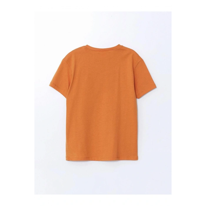 LCW Kids Turuncu Bisiklet Yaka Düz Penye Erkek Bebek Tişört