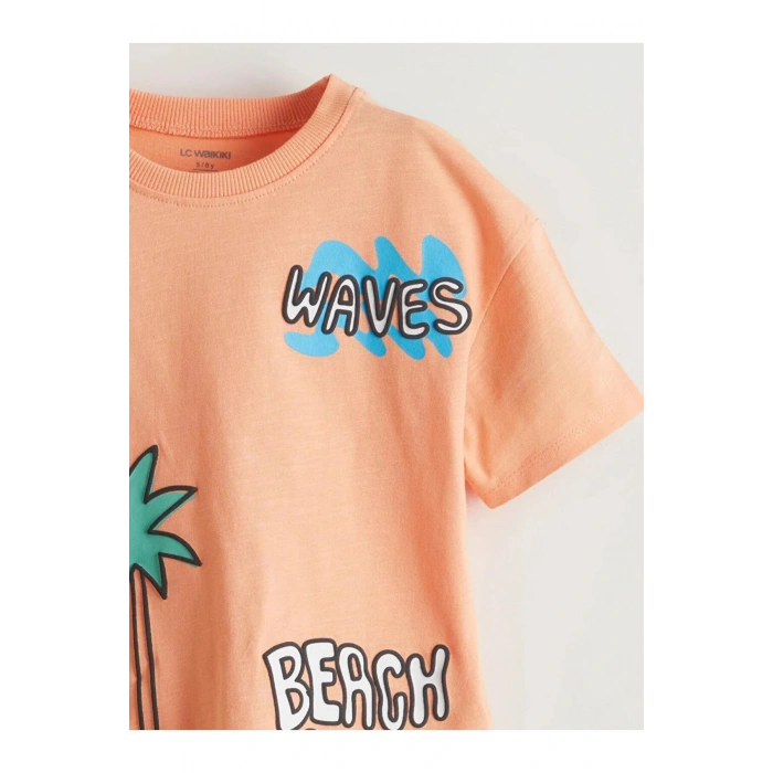 LCW Kids Turuncu Bisiklet Yaka Erkek Çocuk Tişört