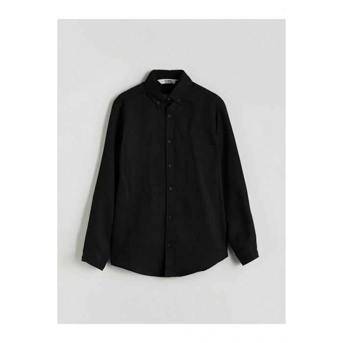 LCW Kids Uzun Kollu Dokulu Erkek Çocuk Gömlek