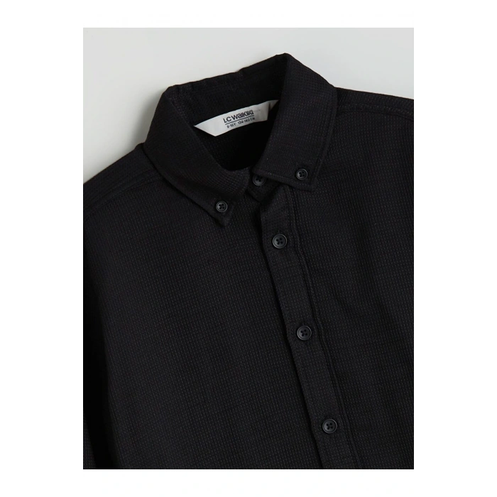 LCW Kids Uzun Kollu Dokulu Erkek Çocuk Gömlek