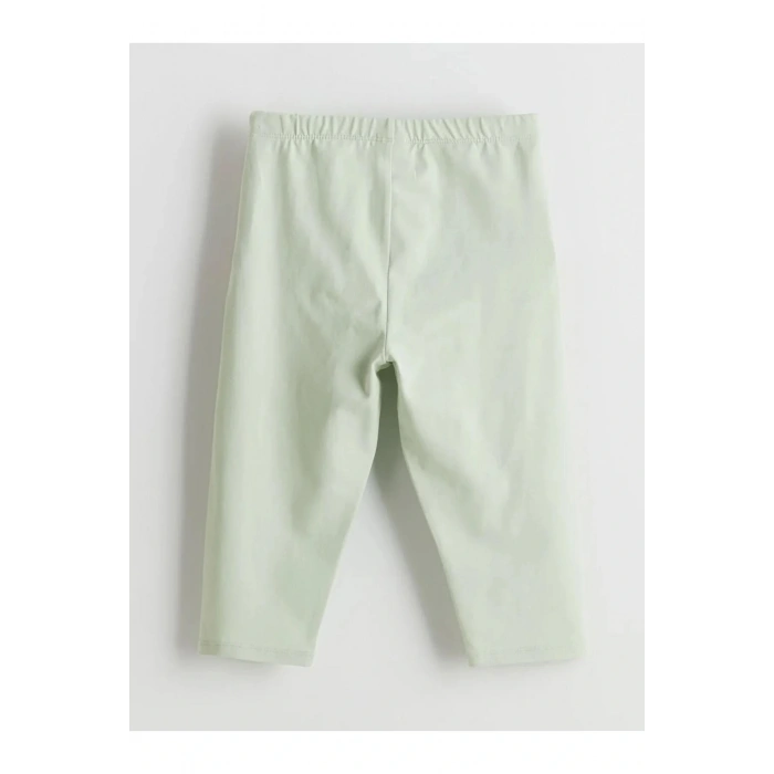 LCW Kids Yeşil Beli Lastikli 3/4 Boy Kız Çocuk Tayt